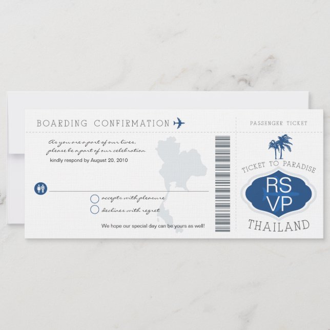 Carton de réponse Billet d'embarquement Invitation (Devant)