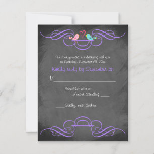 Carton de réponse de mariage à la craie Oiseaux de