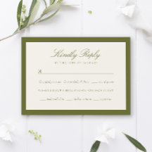 Carton de réponse de mariage à la typographie oliv