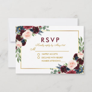 Carton de réponse de mariage à l'aquarelle floral 