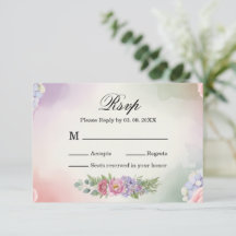 Carton de réponse de mariage Hydrangea Rose Pâle É