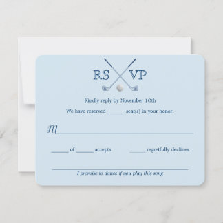 Carton de réponse de mariage rayé bleu pour clubs 
