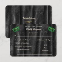 Carton de réponse en vert émeraude Masquerade Blac