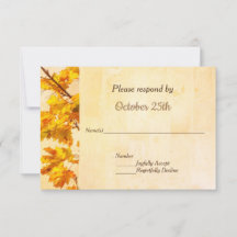 Carton de réponse pour invitation de mariage Feuil