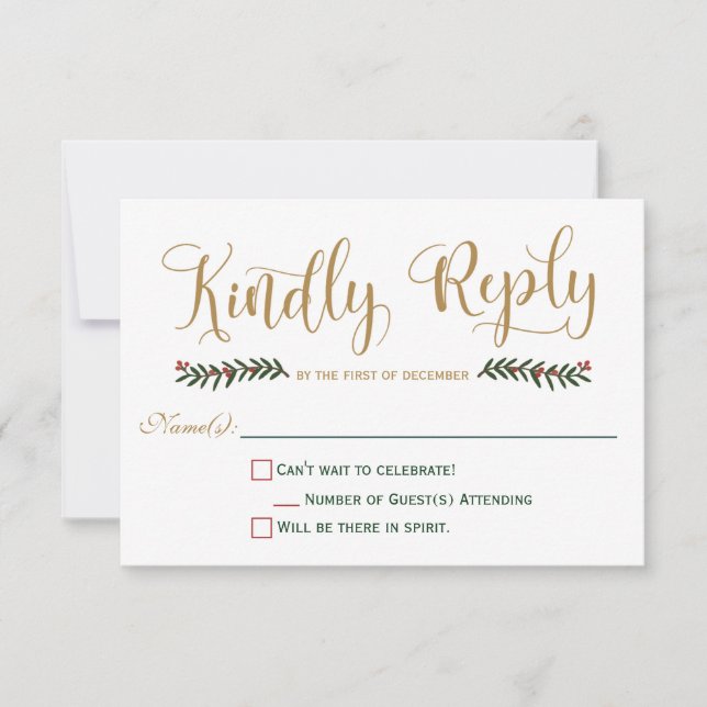 Carton de réponse pour mariage de Noël de vacances (Devant)
