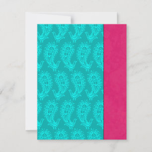 Carton de réponse pour mariage indien Aqua Paisley