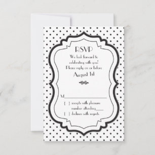 Carton de réponse pour mariage Points noirs et bla