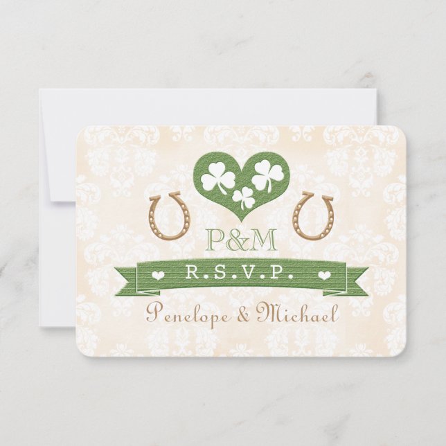 Carton de réponse RSVP Cheval à Fer Monogrammé en  (Devant)