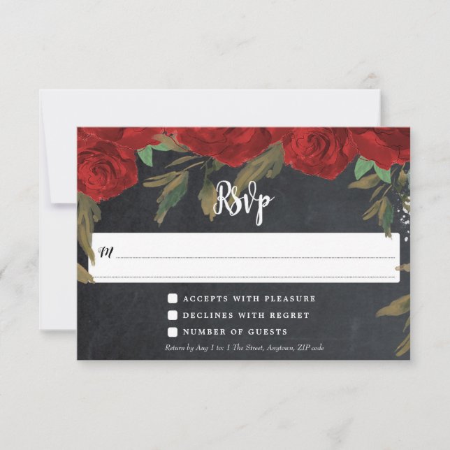 Carton de réponse RSVP de mariage floral bohème au (Devant)