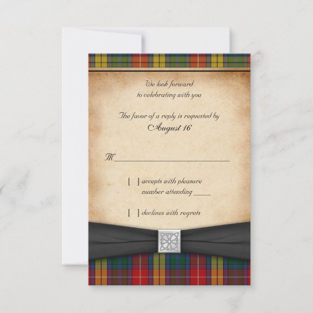 Carton de réponse RSVP pour mariage Buchanan Tarta (Devant)