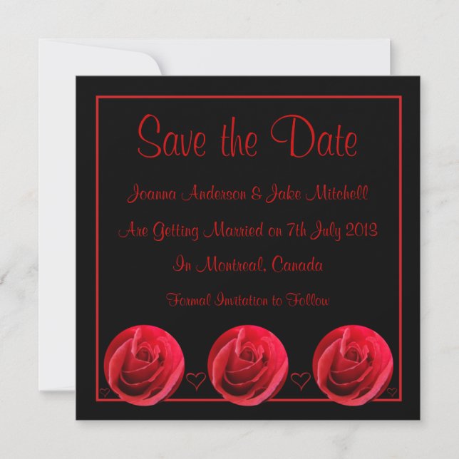 Carton de Sauvegarde de Date Invitation Rose Rouge (Devant)