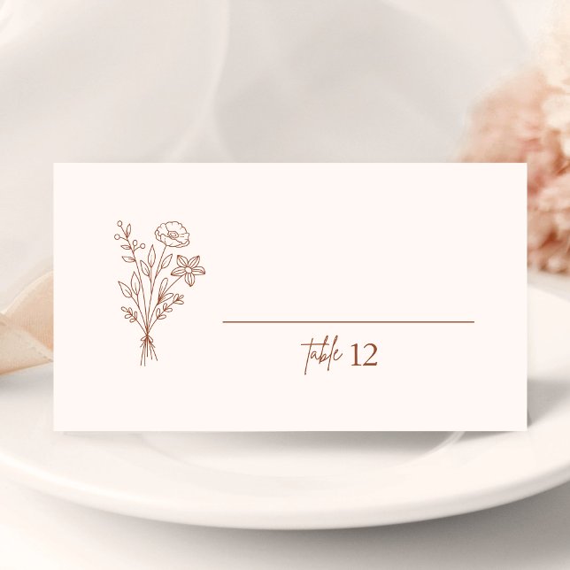 Carton de table de mariage en terre cuite Boho Bot (Boho botanicals terracotta place card helps guests find seats easily with a warm personalized touch)