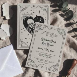 Carton de Tarot Invitation de Mariage Gothique Crè