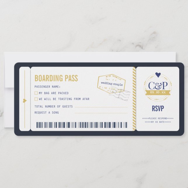 Carton d'embarquement Invitation de mariage RSVP (Devant)