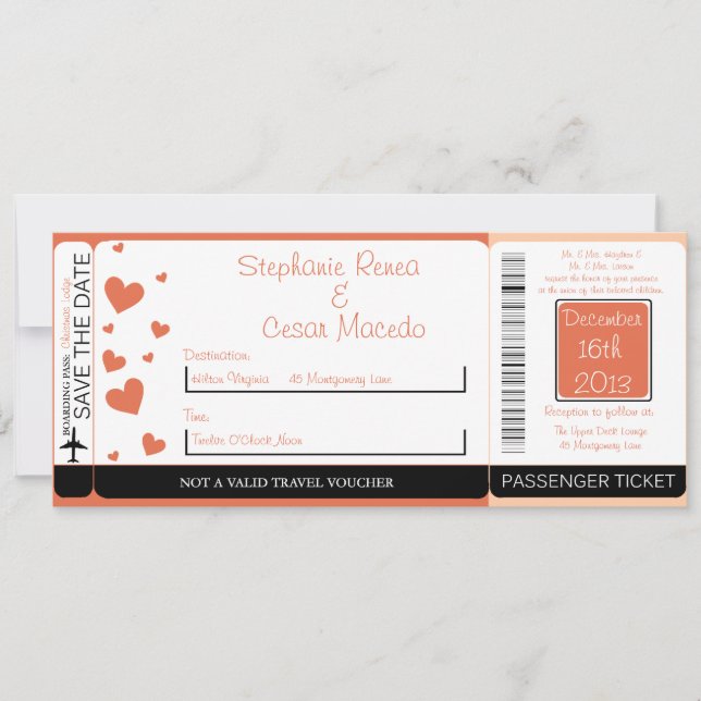 Carton d'embarquement pour invitation de mariage s (Devant)