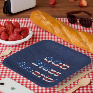 Carton Dieu Bénisse l'Amérique 4 Juillet Assiettes en Pap