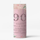 Carton d'invitation 90 ans avec paillettes florale