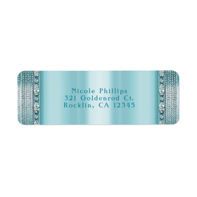Carton d'invitation Aqua Bleu Turquoise et Diamant (Devant)