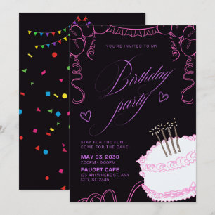 Carton d'invitation d'anniversaire coloré – Carte 