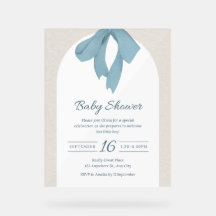 Carton d'invitation de Baby Shower avec un ruban b