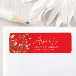 Carton d'invitation de mariage à l'oiseau floral e
