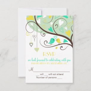 Carton d'invitation de mariage RSVP aux oiseaux am