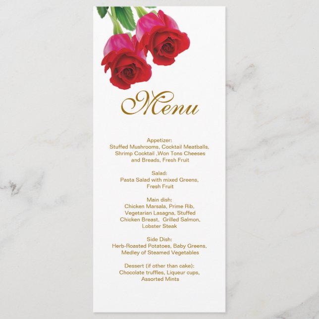 Carton d'invitation de menu de mariage Deux roses  (Devant)