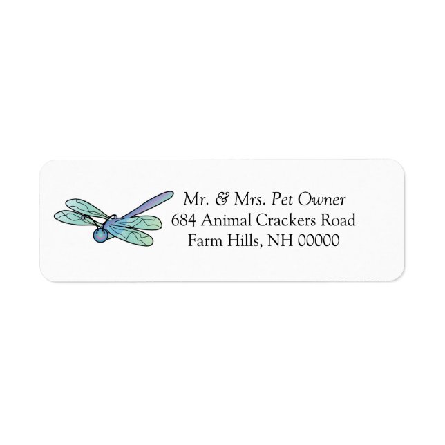 Carton Dragonfly Return Address Labels Stickers (Front)
