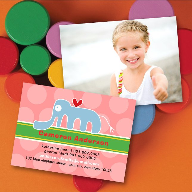 Carton Elephant Profil d'enfant Photo Carte d'appe (Créateur téléchargé)