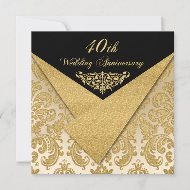 Carton Faire-part 40e anniversaire Flaps Damask FA (Devant)