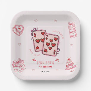 Carton Fête d'anniversaire 6 7 pour filles, assiettes en
