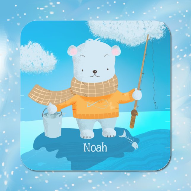 Carton mignon Pêche Ours Polaire Stickers Enfant (Créateur téléchargé)