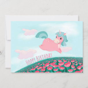 Carton mignon Unicorn rose et carte à menthe