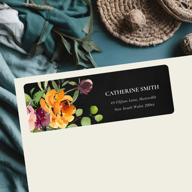 CARTON NOIR ROSE JAUNE ORANGE ORANGE ADRESSE FLORA (Créateur téléchargé)