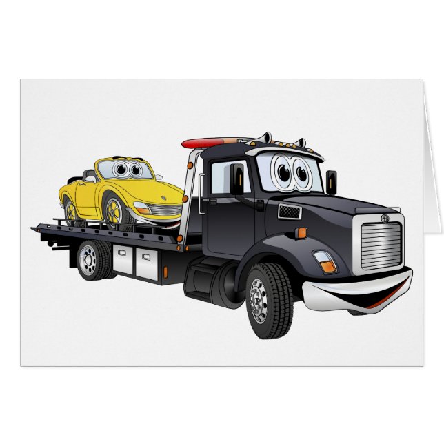 Carton plat du camion à remorque noir (Devant horizontal)