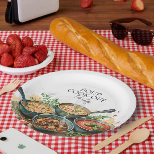 Carton Pot de départ de la soupe rustique assiettes en aq