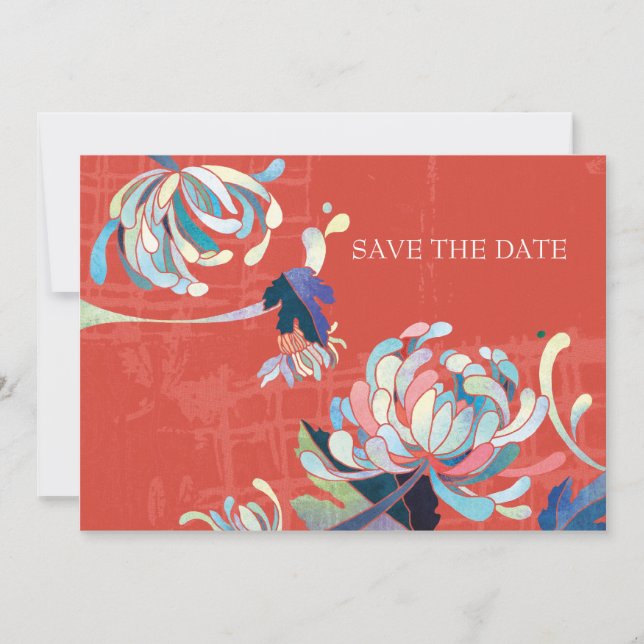 Cartons de Save the Date de Mariage aux Chrysanthè (Devant)