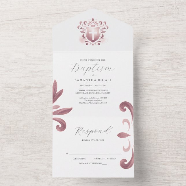 Cartons d'invitation de baptême et carte de répons (À l'intérieur)