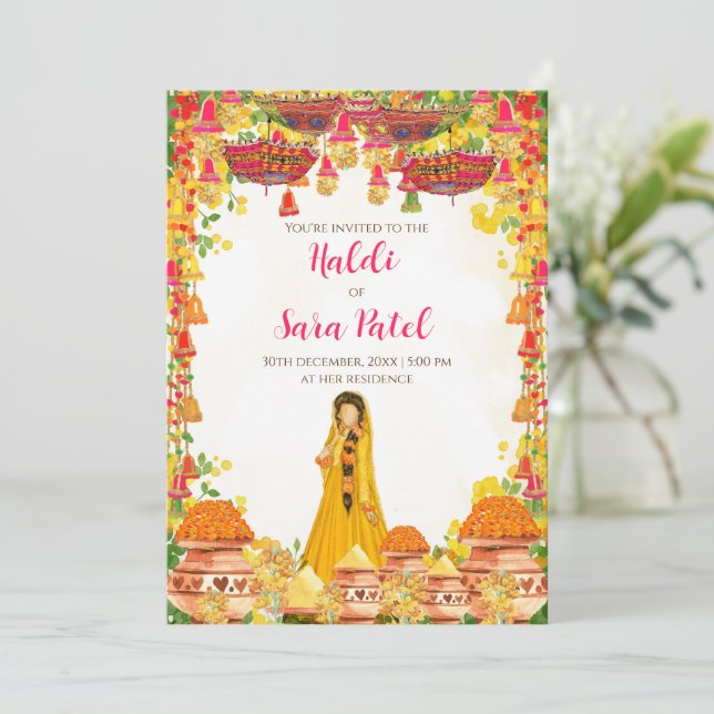 Cartons d'invitation Holud pour Haldi & invitation (Debout devant)