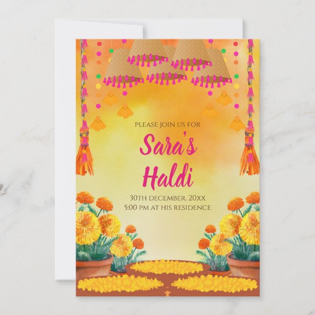 Cartons d'invitation numériques Haldi & invitation (Devant)