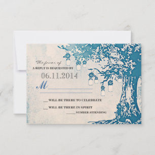 cartons mason bleus arbre cartes RSVP mariage rust