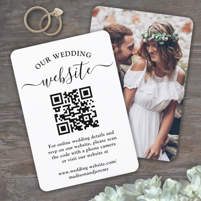 Cartons Réponse 1 QR Code Mariage Site Web Elégant boîtier photo (Créateur téléchargé)