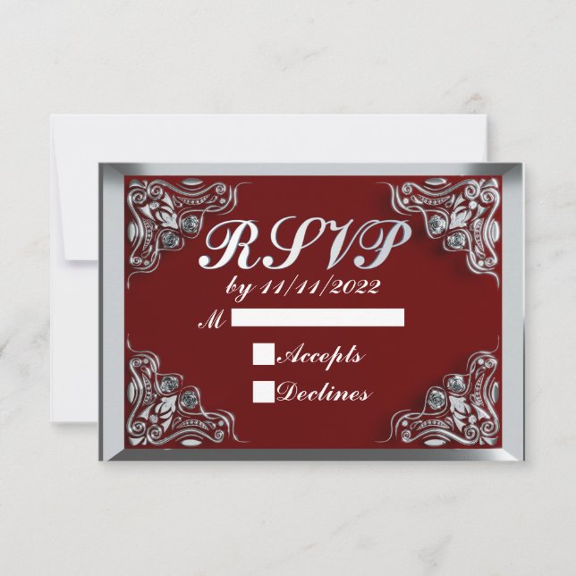 Cartons Réponse 25e anniversaire ou anniversaire Regal Argent et R (Devant)
