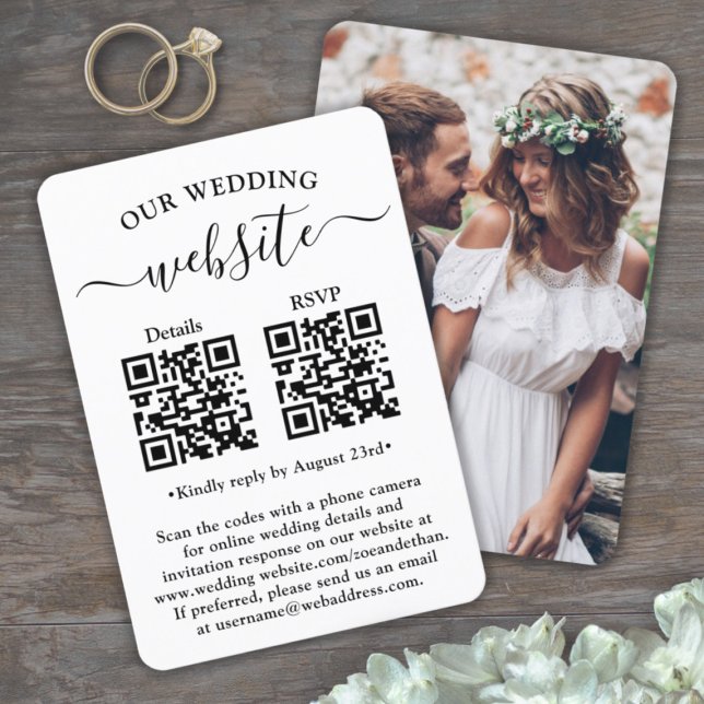 Cartons Réponse 2 QR Codes Mariage Détails du site web Photo Encei (Créateur téléchargé)