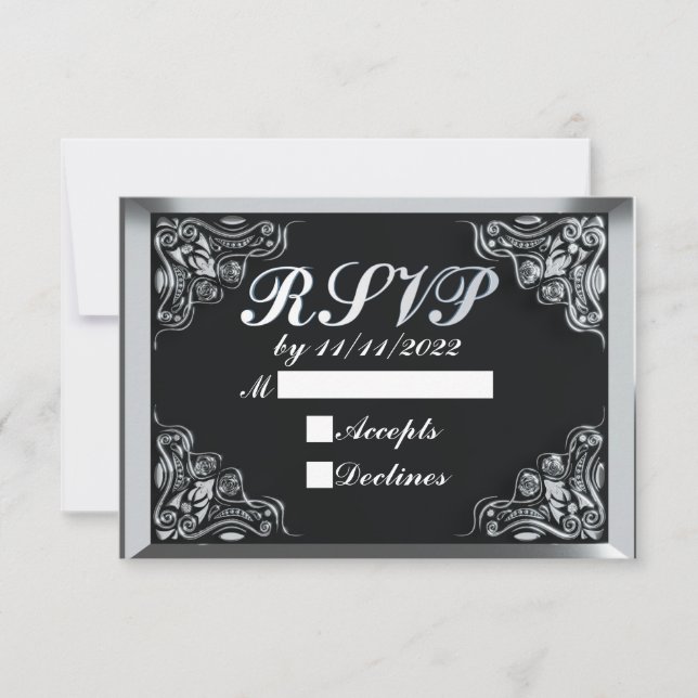 Cartons Réponse 50e anniversaire ou anniversaire Regal Silver Blac (Devant)
