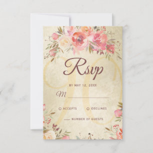 Cartons Réponse 90e anniversaire Floral rose Roses Gold Shimmer