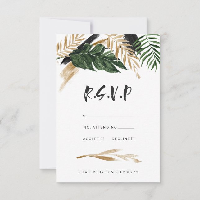 Cartons Réponse Abstrait tropical moderne peint mariage r.s.v.p (Devant)