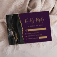 Agate d'or noir moderne Mariage violet profond