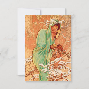 Cartons Réponse Alphonse Mucha Art Nouveau Hiver
