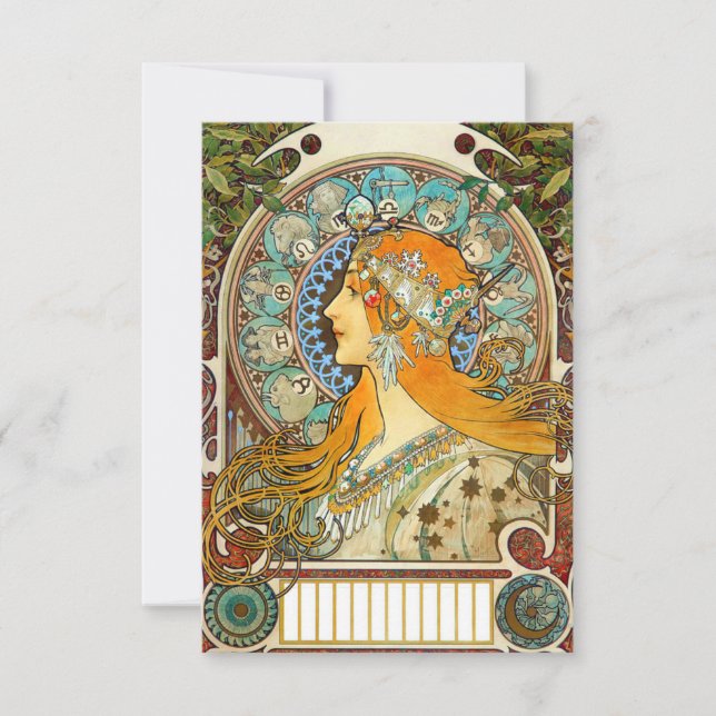 Cartons Réponse Alphonse Mucha Art Nouveau Zodiac (Devant)